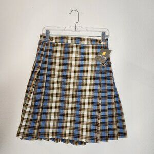 New Dennis Uniform Juniors Girls Classic Kilt Blue Yellow Santa Catalina Plaid